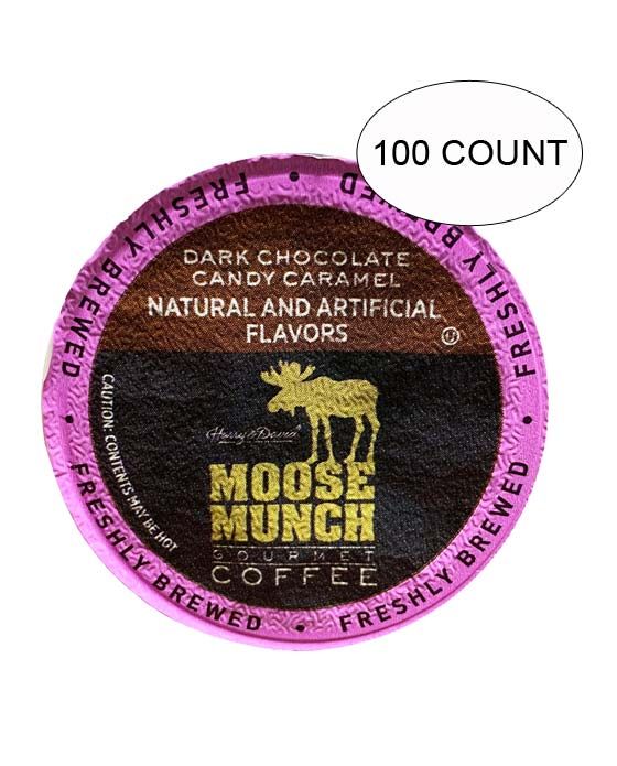  Moose Munch Coffee By Harry & David, Dark Chocolate Candy Caramel, 100 Single Serve Cups