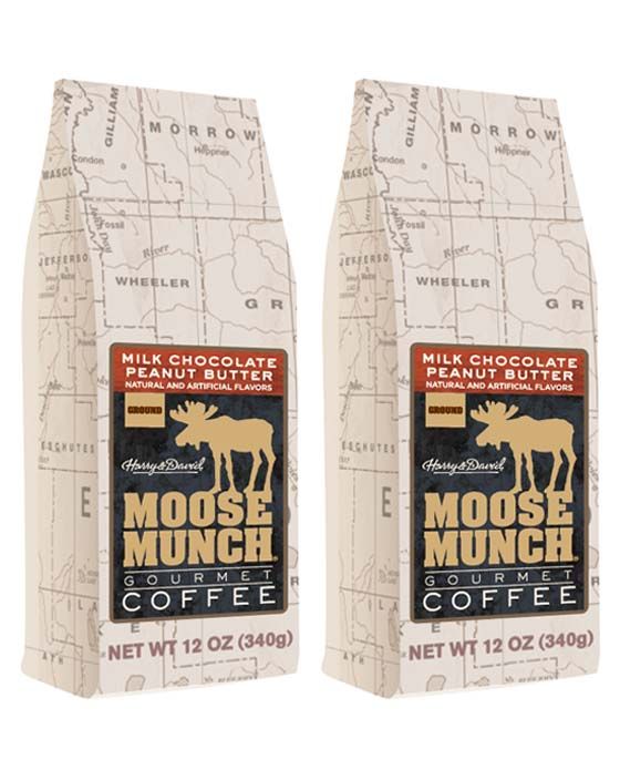  Harry & David Moose Munch Milk Chocolate Peanut Butter Ground Gourmet Coffee 2 Bags