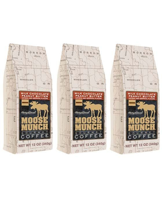  Harry & David Moose Munch Milk Chocolate Peanut Butter Ground Gourmet Coffee 3 Bags