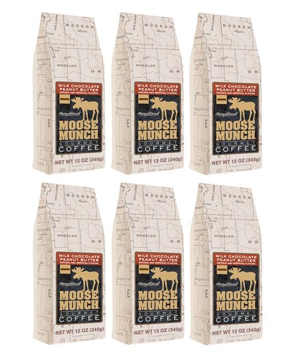  Harry & David Moose Munch Milk Chocolate Peanut Butter Ground Gourmet Coffee 6 Bags