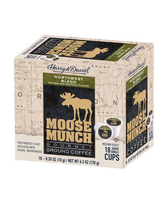  Harry & David's Moose Munch Northwest Blend Coffee Single Serve Cups 18 Count Box
