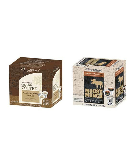  Harry & David Coffee Combo Vanilla Creme Brulee, Maple Walnut 2/18 Ct Boxes