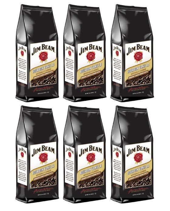  Jim Beam Bourbon Vanilla Bourbon Flavored Ground Coffee, 6 Bags (12 Oz Ea.)
