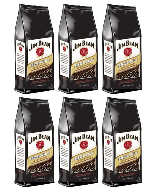  Jim Beam Bourbon Vanilla Bourbon Flavored Ground Coffee, 6 Bags (12 Oz Ea.)