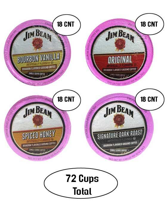  Jim Beam Coffee Single Serve Cups, Assorted Flavors,18 Cups Each