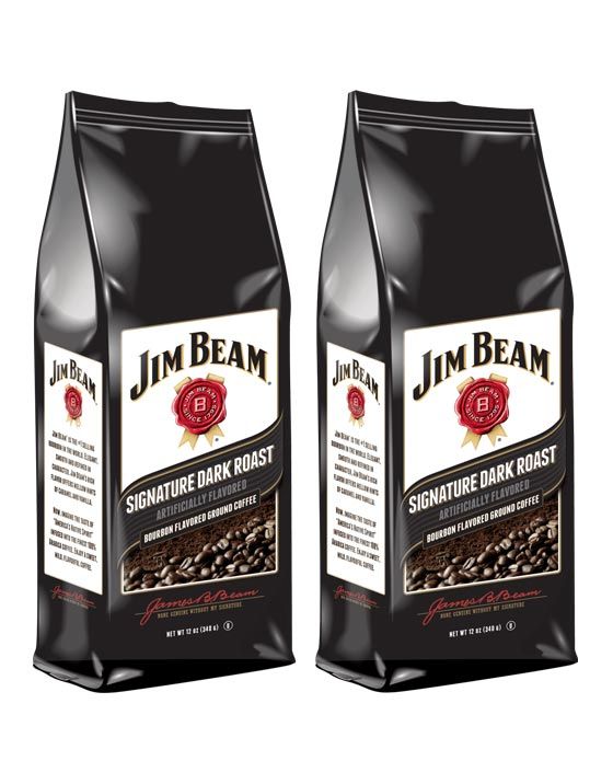  Jim Beam Signature Dark Roast Bourbon Flavored Ground Coffee, 2 Bags (12 Oz Ea.)