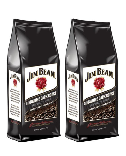  Jim Beam Signature Dark Roast Bourbon Flavored Ground Coffee, 2 Bags (12 Oz Ea.)