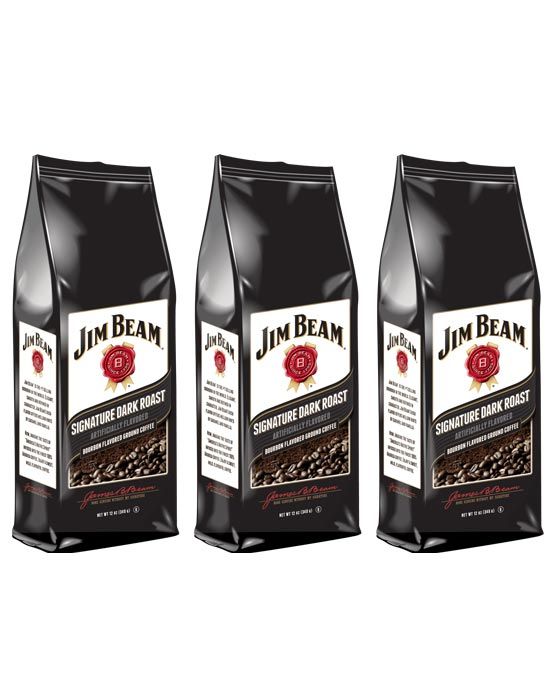  Jim Beam Signature Dark Roast Bourbon Flavored Ground Coffee, 3 Bags (12 Oz Ea.)