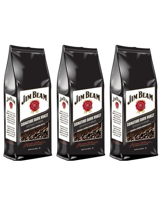  Jim Beam Signature Dark Roast Bourbon Flavored Ground Coffee, 3 Bags (12 Oz Ea.)