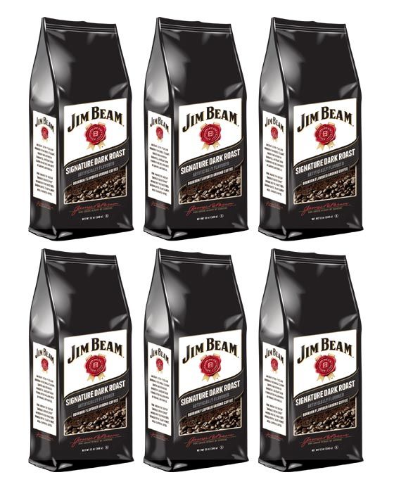  Jim Beam Signature Dark Roast Bourbon Flavored Ground Coffee, 6 Bags (12 Oz Ea.)