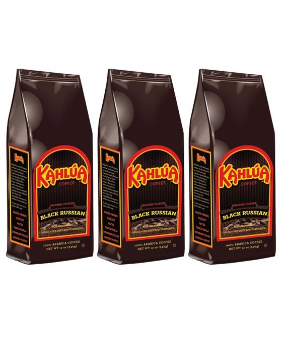  Kahlua Black Russian Gourmet Ground Coffee (3 Bags/12 Oz)