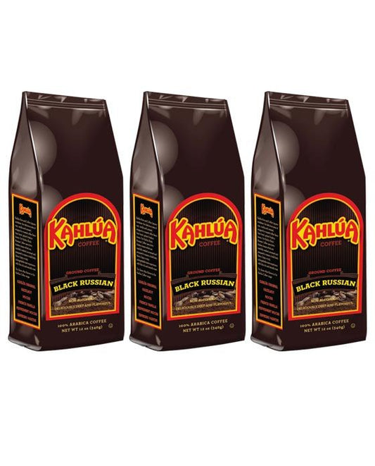  Kahlua Black Russian Gourmet Ground Coffee (3 Bags/12 Oz)