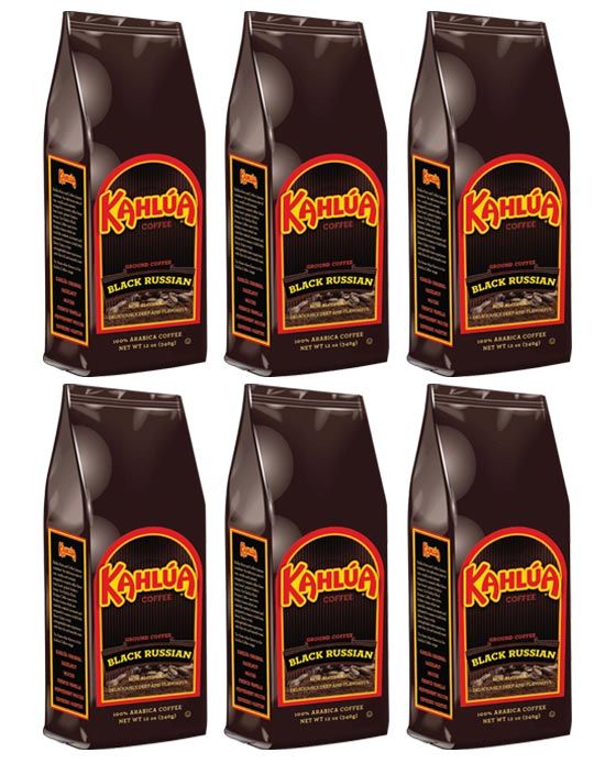  Kahlua Black Russian Gourmet Ground Coffee (6 Bags/12 Oz)