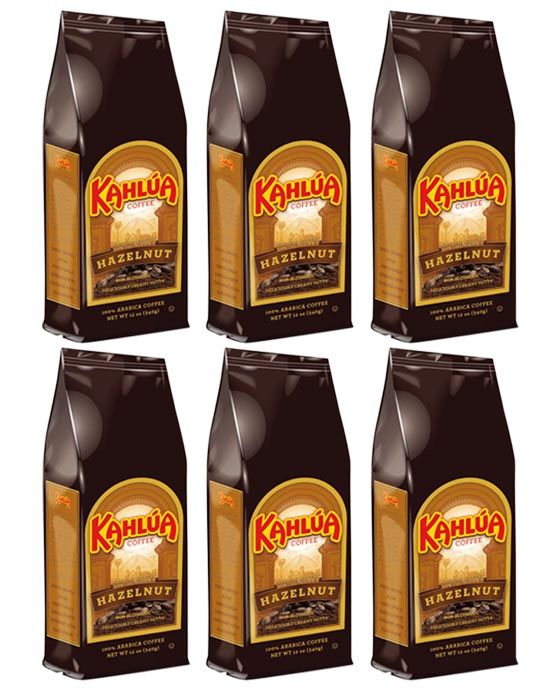  Kahlua Hazelnut Gourmet Ground Coffee (6 Bags/12 Oz)