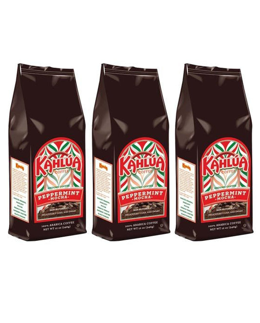  Kahlua Peppermint Mocha Gourmet Ground Coffee (3 Bags/12 Oz)