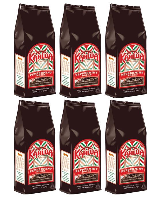  Kahlua Peppermint Mocha Gourmet Ground Coffee (6 Bags/12 Oz)