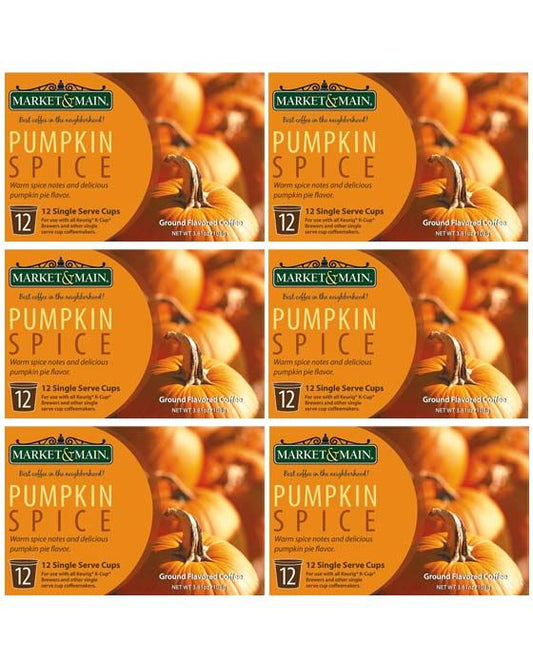  Market & Main Pumpkin Spice Compatible With Keurig K-cup Brewers, 6 Boxes (72 Cups)