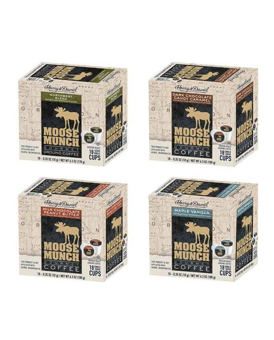  Moose Munch Northwest, Dark Chocolate Caramel, Chocolate Peanut Butter, Maple Vanilla 4/18 Ct