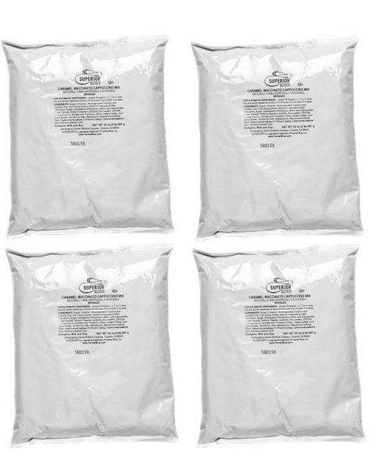 Superior Cappuccino Mix Caramel Macchiato 4 Bags (2 Lbs Ea)
