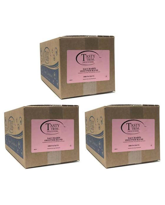  Tasty Trim Saccharin (Pink Sugar Substitute), 3 Boxes (1,000 Packets Ea.)