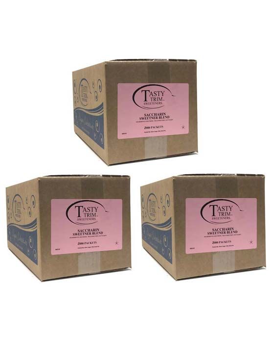  Tasty Trim Saccharin (Pink Sugar Substitute), 3 Boxes (2,000 Packets Ea.)