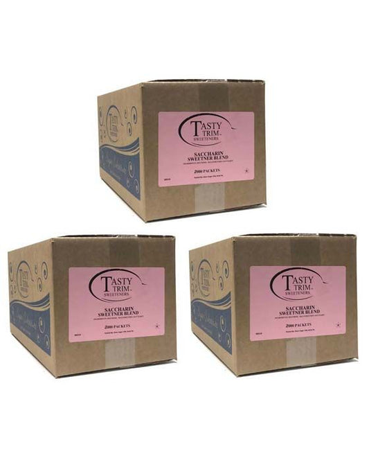  Tasty Trim Saccharin (Pink Sugar Substitute), 3 Boxes (2,000 Packets Ea.)