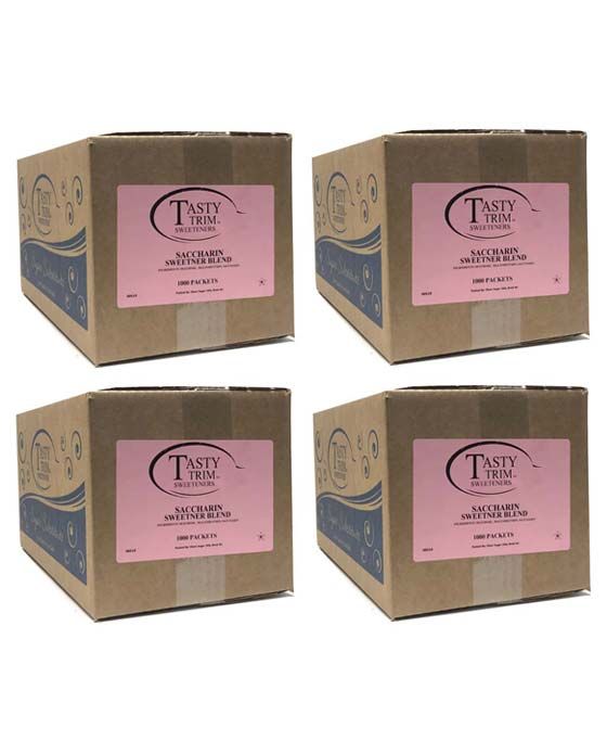  Tasty Trim Saccharin (Pink Sugar Substitute), 4 Boxes (1,000 Packets Ea.)
