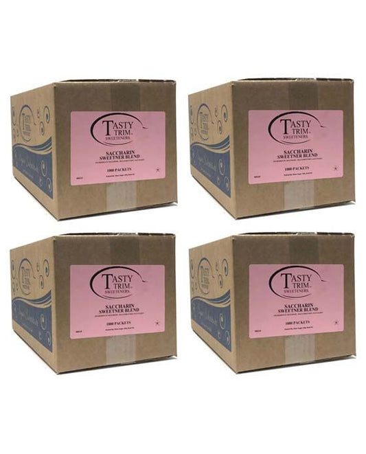  Tasty Trim Saccharin (Pink Sugar Substitute), 4 Boxes (1,000 Packets Ea.)