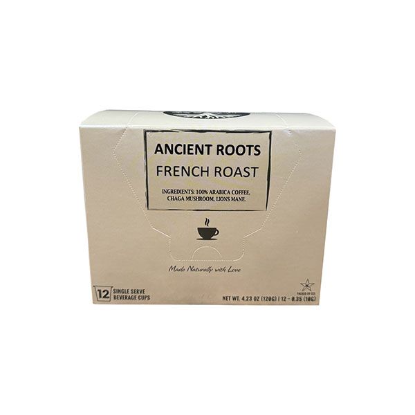  Ancient Roots Single Serve Mushroom Coffee, Made With Chaga And Lion's Mane, 100% Arabica, Medium Roast, (French Roast) (72 Count)