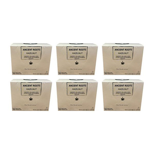  Ancient Roots Single Serve Mushroom Coffee, Made With Chaga And Lion's Mane, 100% Arabica, Medium Roast, (Hazelnut) (72 Count)