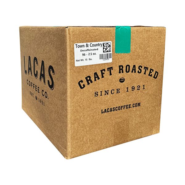  Lacas Coffee Co. Town And Country (Breakfast Blend) Decaf Ground Coffee, 96/2.5oz Brew Packs