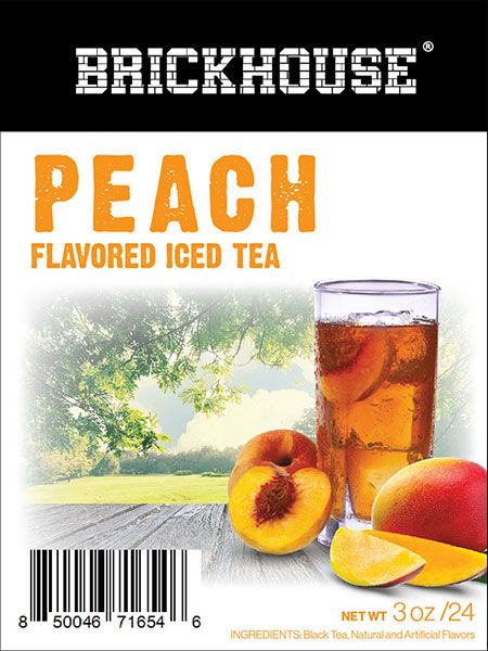  Brickhouse Peach Flavored Iced Tea, 24/3 Oz Packets, Loose Leaf With Filters