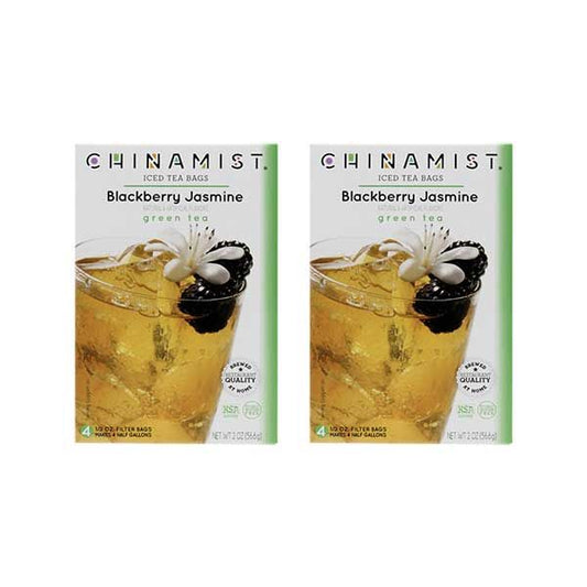  China Mist Naturally Flavored Blackberry Jasmine Iced Tea Bags, 4-Count Box, 2-Pack (Each Bag Yields 1/2 Gallon)