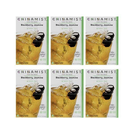  China Mist Naturally Flavored Blackberry Jasmine Iced Tea Bags, 4-Count Box, 6-Pack (Each Bag Yields 1/2 Gallon)