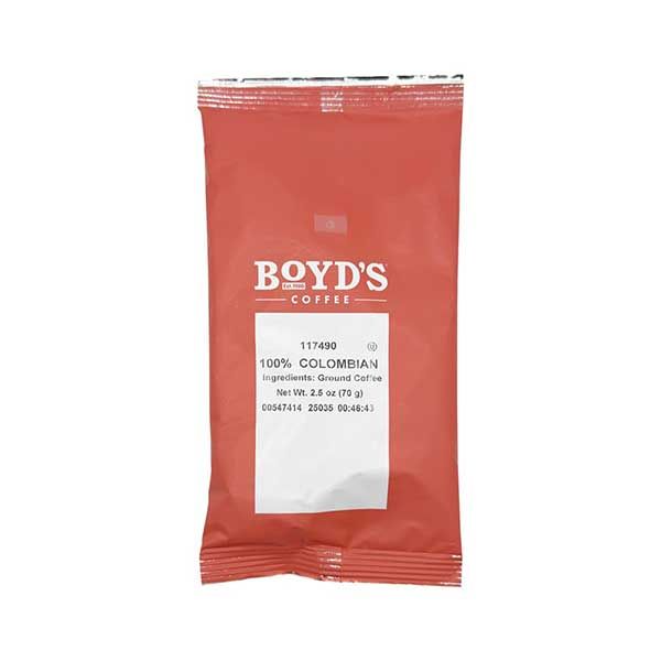  Boyd's 100% Colombian Ground Coffee, Light Roast, 5 Pack – 2.5 Oz Portions