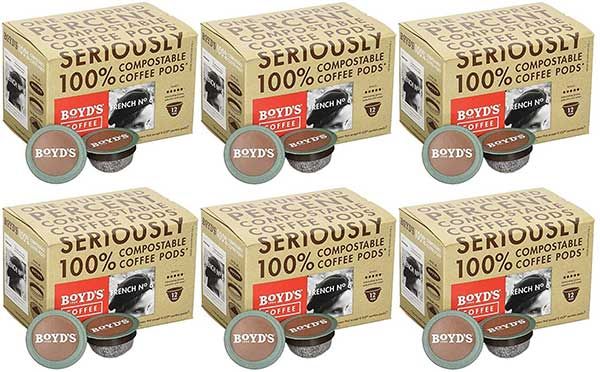  Boyd's Coffee French No. 6 Coffee - Dark Roast - Single Cup (72 Count)