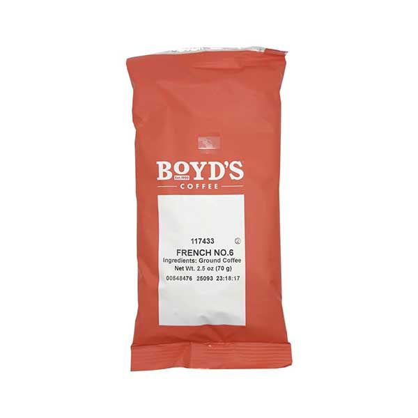  Boyd's French No. 6 Ground Coffee, Dark Roast, 5 Pack – 2.5 Oz Portions