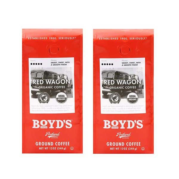  Boyd's Organic Red Wagon Coffee - Ground Dark Roast - 12-Oz 2 Bags