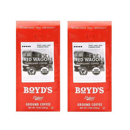  Boyd's Organic Red Wagon Coffee - Ground Dark Roast - 12-Oz 2 Bags