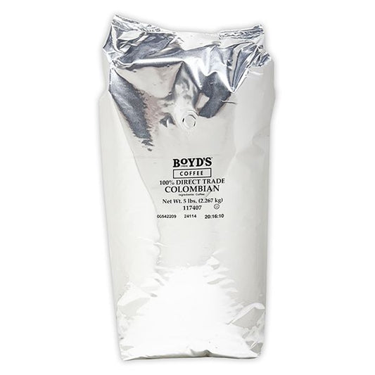  Boyd's Direct Trade 100% Colombian Whole Bean Coffee, Light Roast, 5lb Bag – Smooth, Bright, & Sweet Acidity
