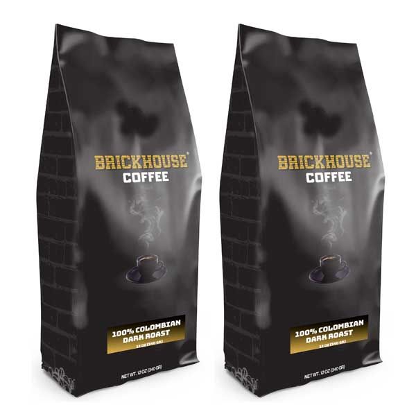  Brickhouse Ground Coffee, BRICKHOUSE Blend: 100% Colombian Dark Roast, 2/12 Oz Bags