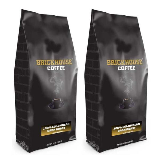  Brickhouse Ground Coffee, BRICKHOUSE Blend: 100% Colombian Dark Roast, 2/12 Oz Bags