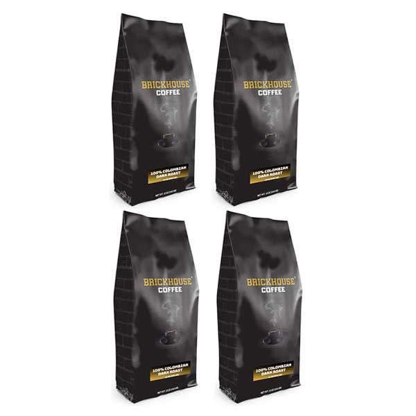  Brickhouse Ground Coffee, BRICKHOUSE Blend: 100% Colombian Dark Roast, 4/12 Oz Bags