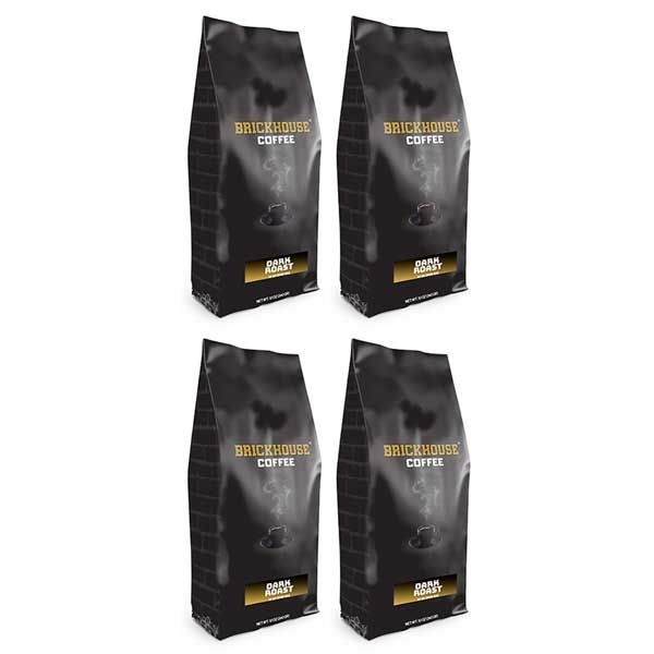  Brickhouse Ground Coffee, Dark Roast, 4/12 Oz Bags