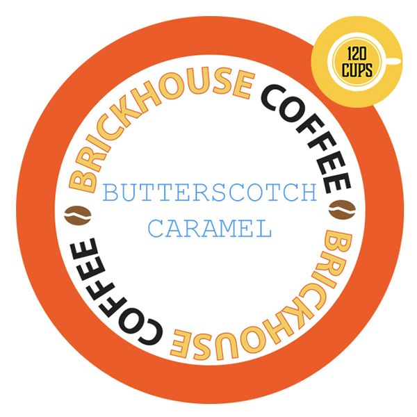  Brickhouse Butterscotch Caramel Flavored Coffee, 120 Count, Single Serve Pods
