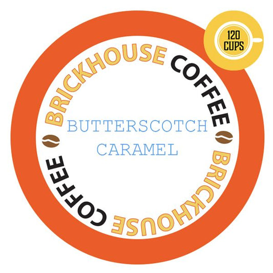  Brickhouse Butterscotch Caramel Flavored Coffee, 120 Count, Single Serve Pods