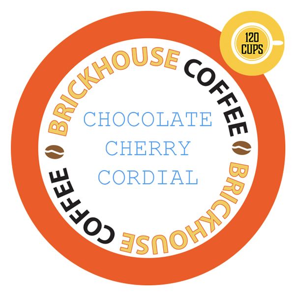  Brickhouse Chocolate Cherry Cordial Flavored Coffee, 120 Count, Single Serve Pods