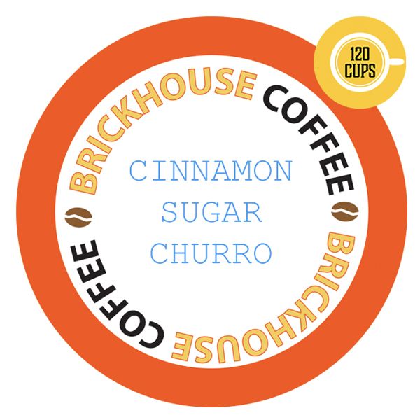  Brickhouse Cinnamon Sugar Churro Flavored Coffee, 120 Count, Single Serve Pods