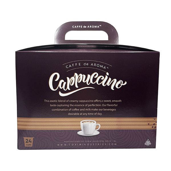  Caffe De Aroma Cappuccino Sampler, 24 Cups – 8 Each Vanilla Chai, Caramel, French Vanilla