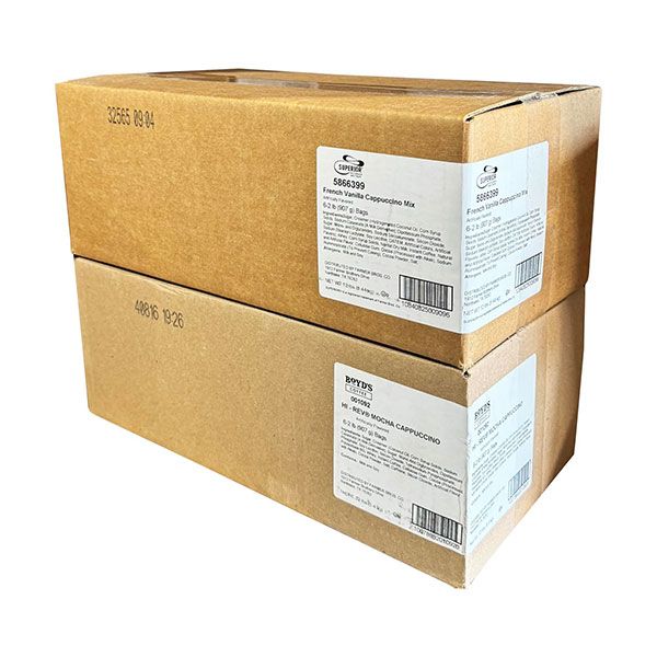  Cappuccino Bundle Superior French Vanilla Powdered Cappuccino Mix & Boyd's Hi-Rev Mocha Powdered Cappuccino Mix, 6 Bags Each (24lbs Total)